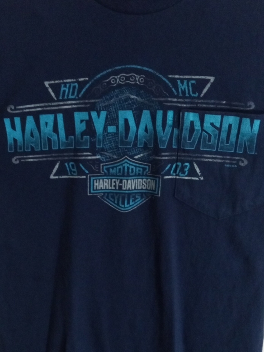 Harley-Davidson Dark Blue Short Sleeve Pocket Tee Shirt Men’s Large